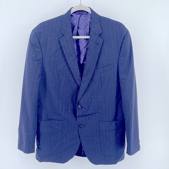 Ted Baker 100% wool plaid lightly lined sport coat blazer sz 44R - Picture 1 of 6